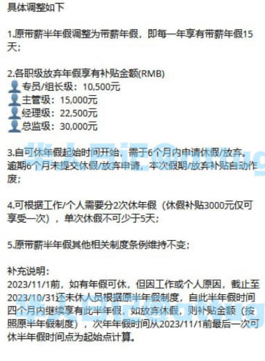 B系职能部门每次半年休假15天将改成1年休假15天，变得很坑了，原本半...